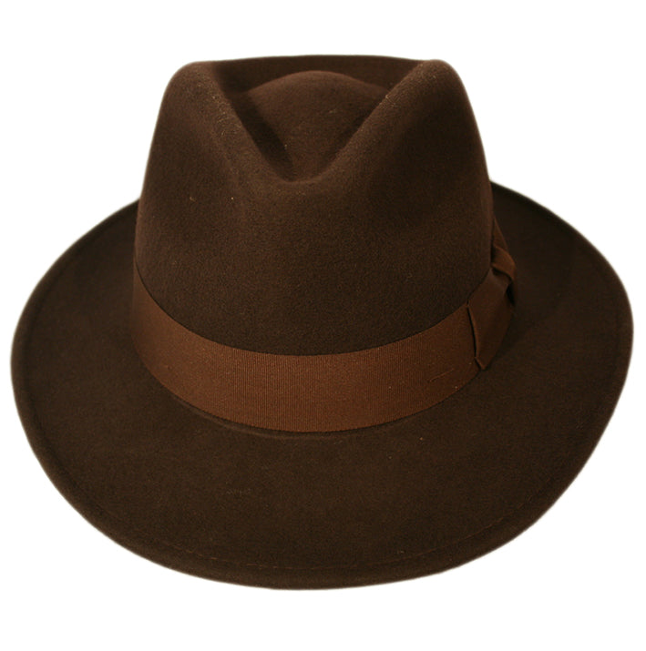 Indiana Jones Style Fedora Hat with Ribbon Band